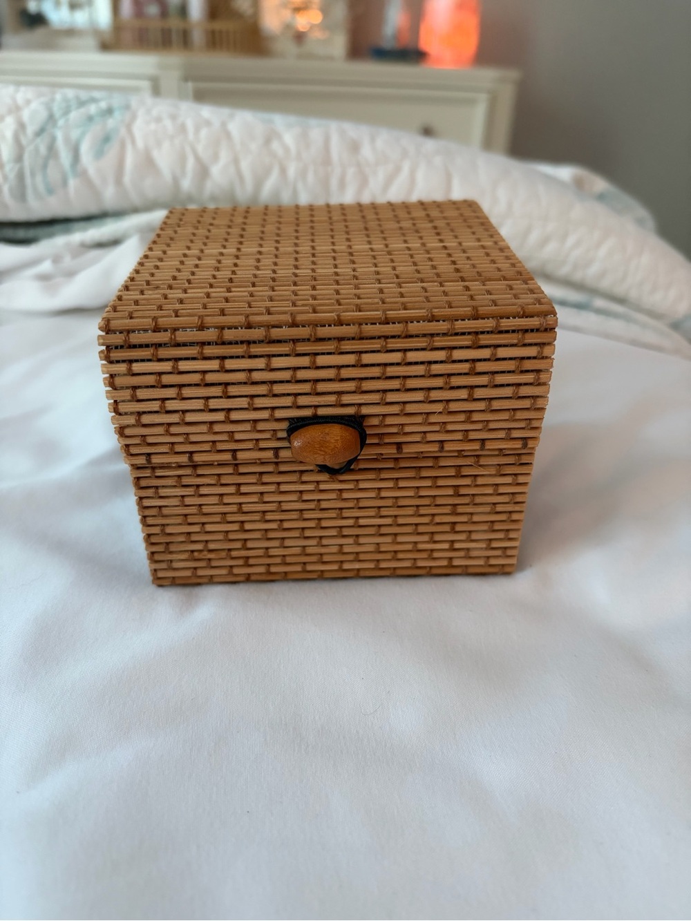 Woven Rattan Accent Storage Box - Natural Brown